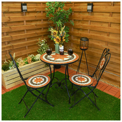 Mosaic Bistro Set, Table & 2 Chairs - Orange