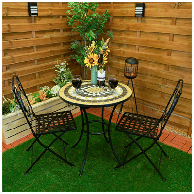 Mosaic Bistro Set, Table & 2 Chairs - Yellow