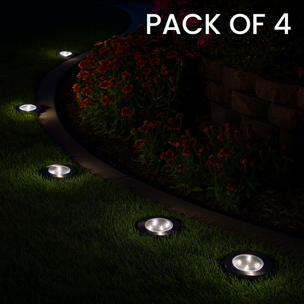 Solar Powered Buried Ground Light - Pack of 4