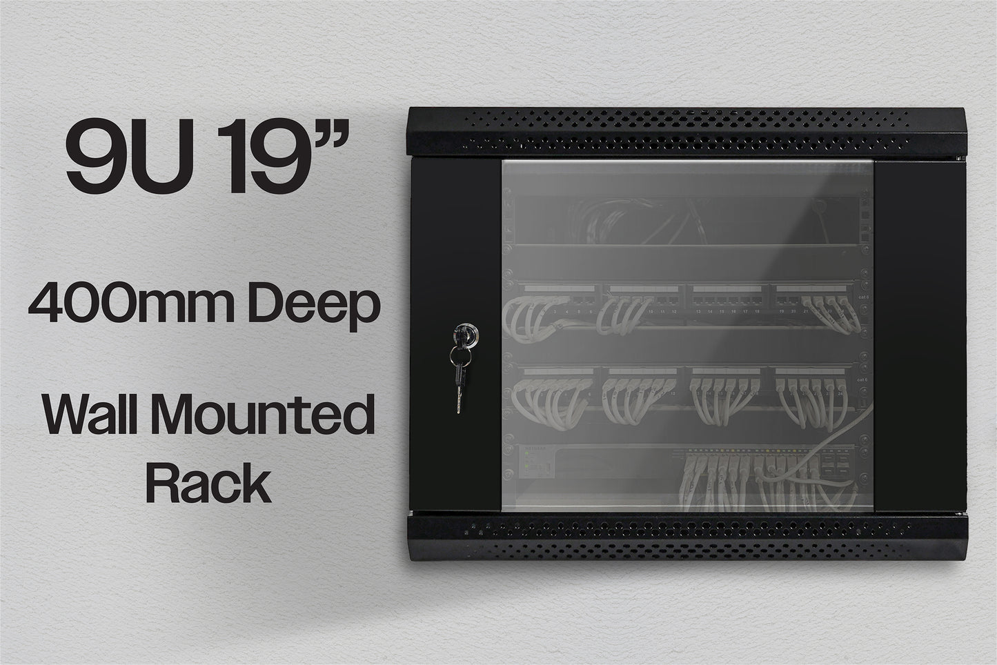 9U 19" Wall Mountable / Desktop 400mm Deep Flatpack Self Assembly Welded Steel Rack