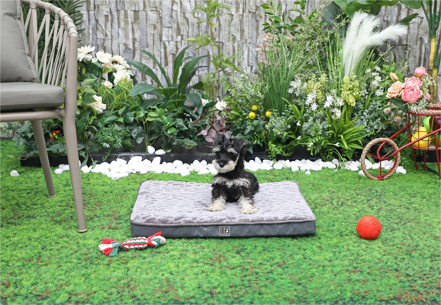 Pet Bed with Egg Crate Bamboo, Small - Charcoal