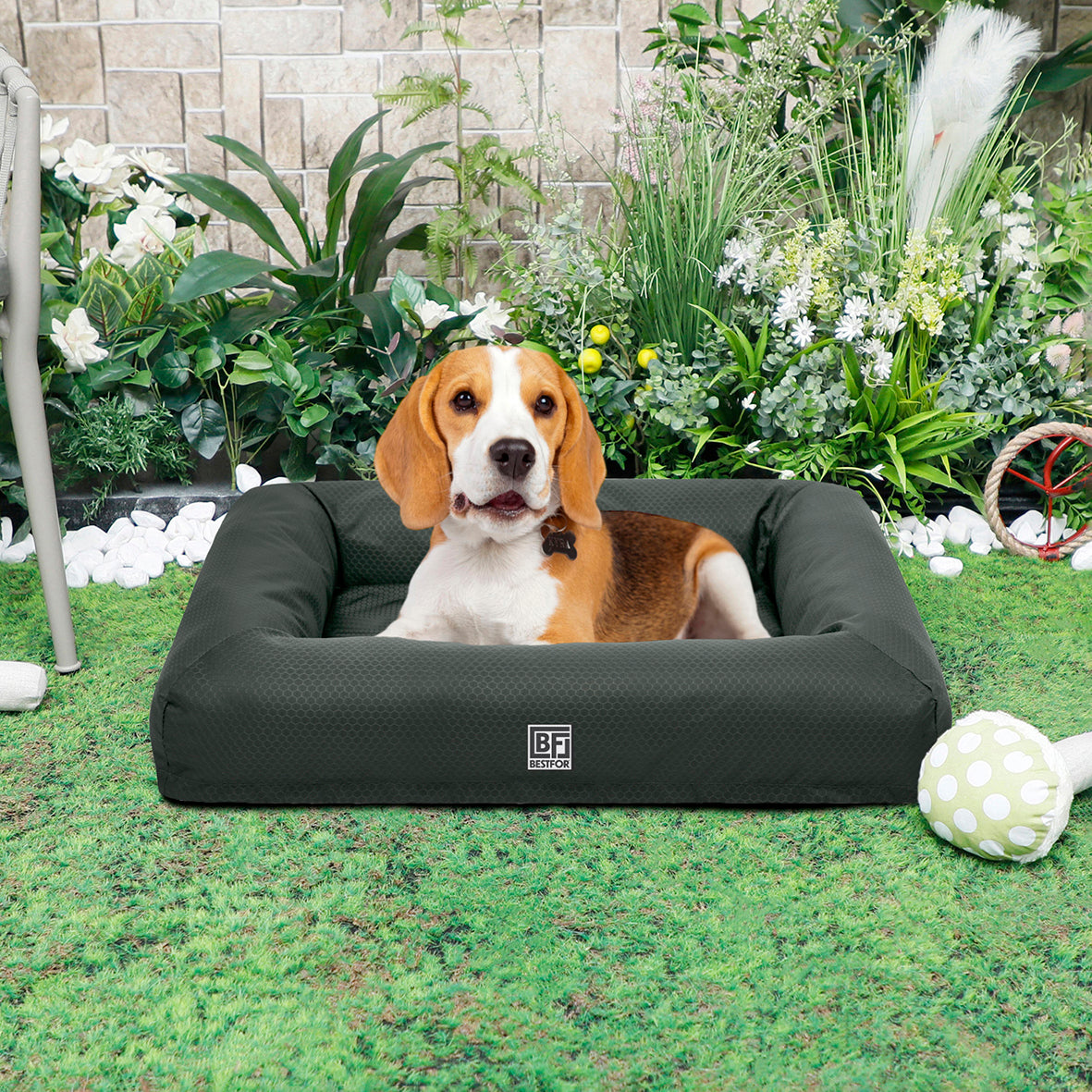 Waterproof Pet Bed with Cooling Gel Memory Foam, Medium - Charcoal