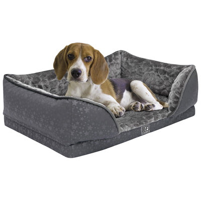 Orthopedic Couch Pet Bed with Egg Crate Bamboo and Memory Foam, Medium - Charcoal