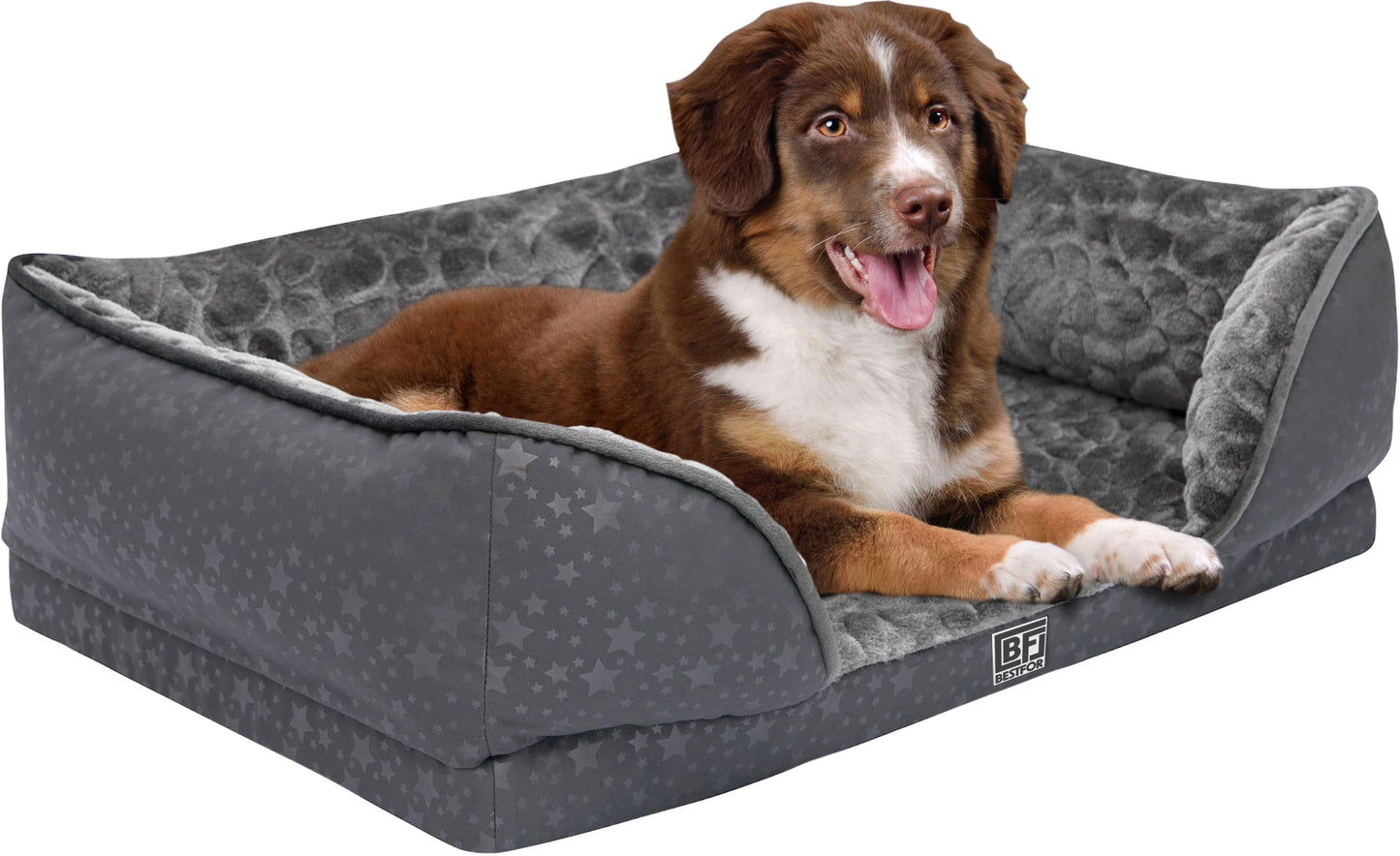 Orthopedic Couch Pet Bed with Egg Crate Bamboo and Memory Foam, Large - Charcoal