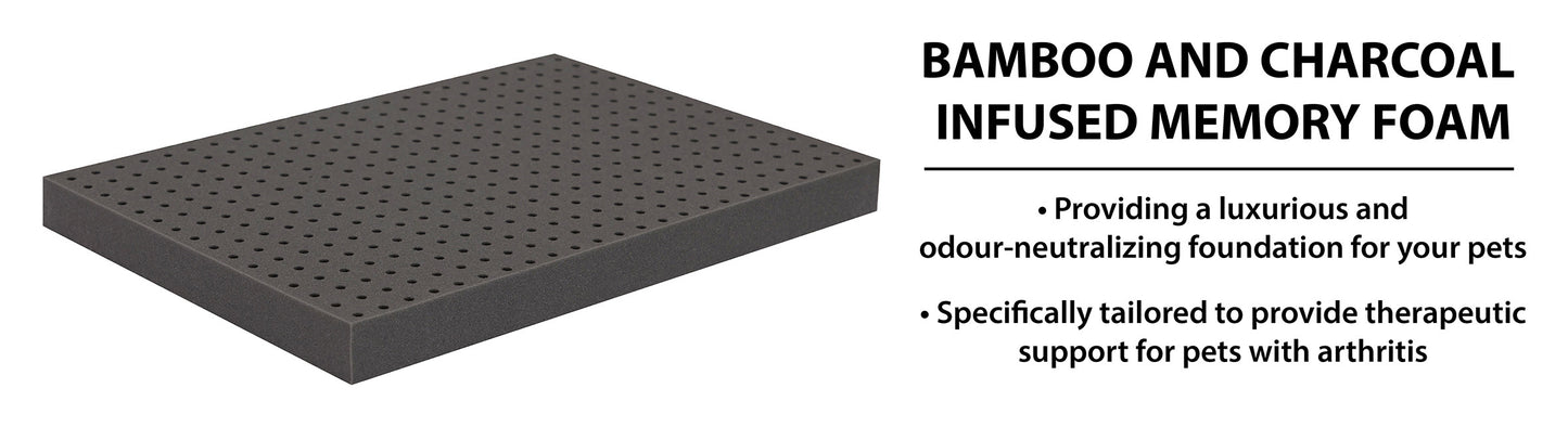 Orthopedic Couch Pet Bed with Egg Crate Bamboo and Memory Foam, Large - Charcoal
