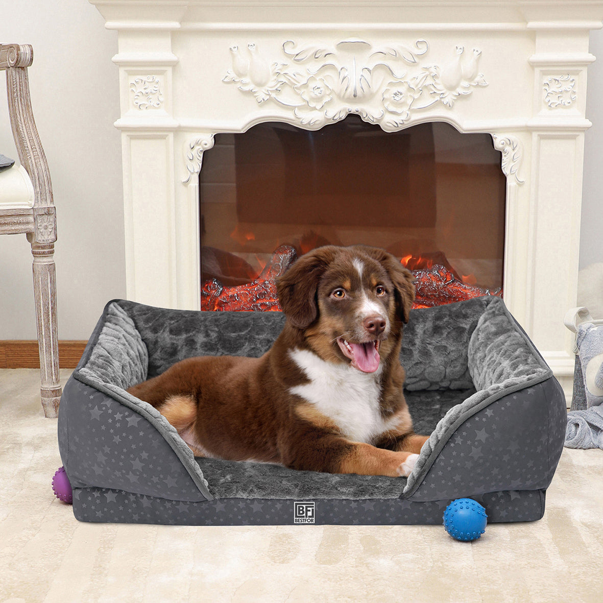 Orthopedic Couch Pet Bed with Egg Crate Bamboo and Memory Foam, Large - Charcoal
