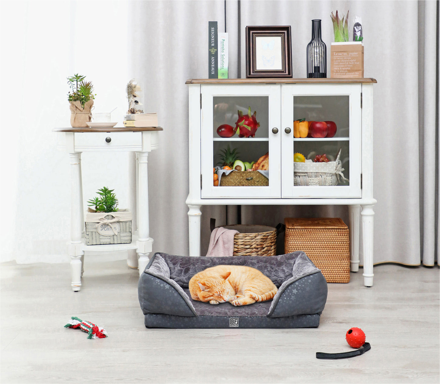 Orthopedic Couch Pet Bed with Egg Crate Bamboo and Memory Foam, Large - Charcoal