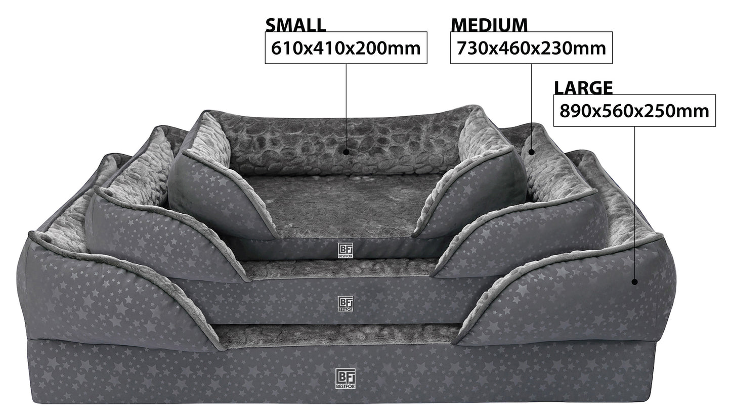 Orthopedic Couch Pet Bed with Egg Crate Bamboo and Memory Foam, Large - Charcoal