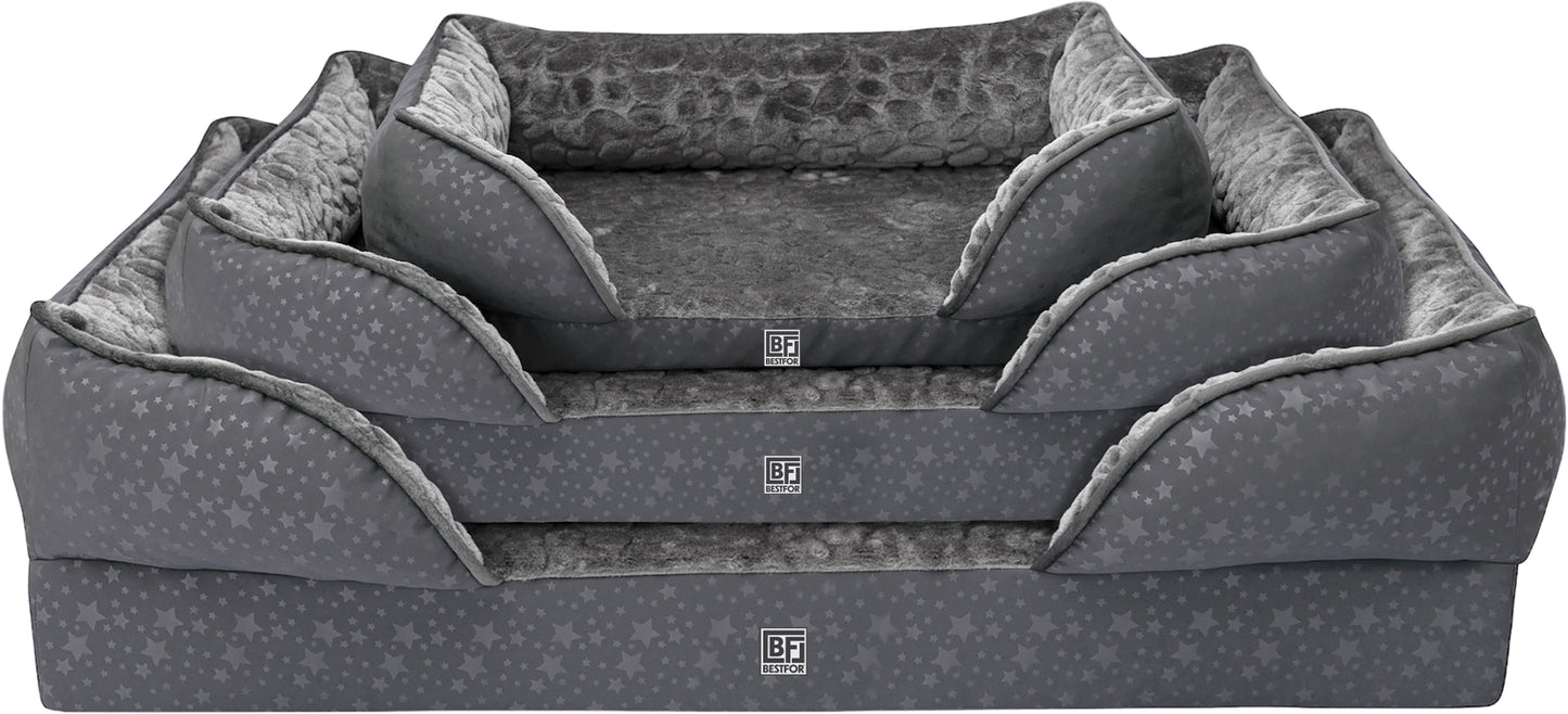 Orthopedic Couch Pet Bed with Egg Crate Bamboo and Memory Foam, Large - Charcoal