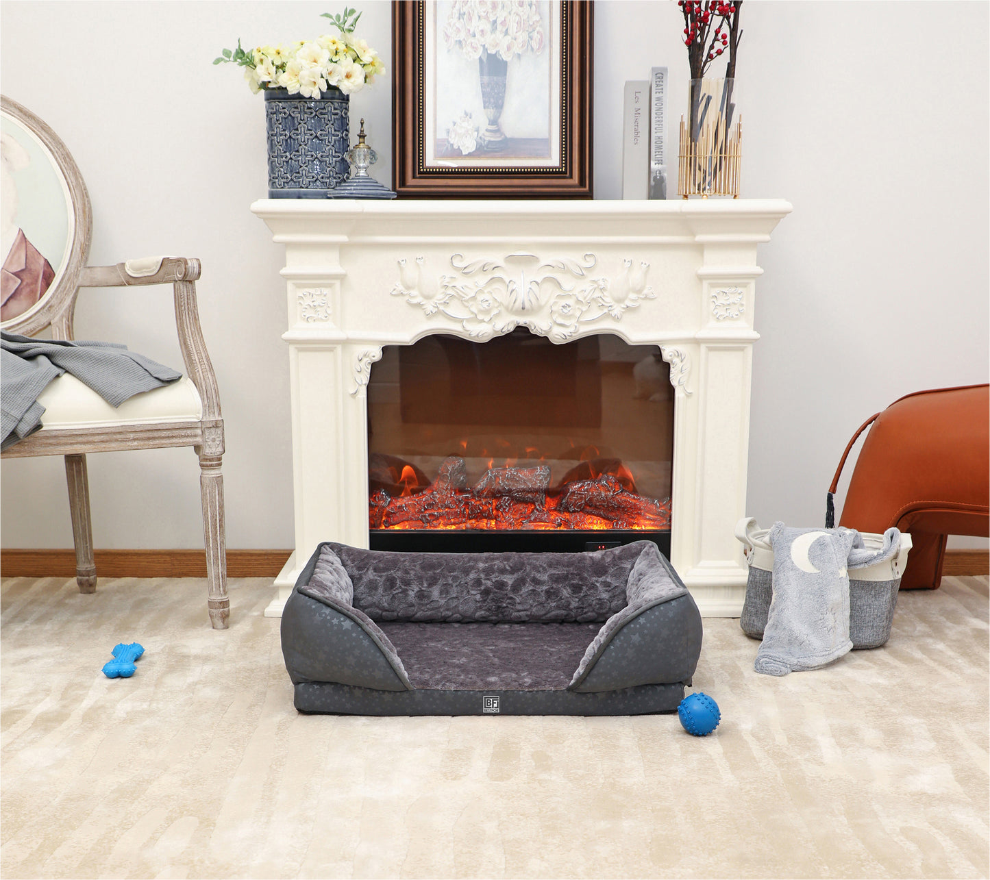 Orthopedic Couch Pet Bed with Egg Crate Bamboo and Memory Foam, Large - Charcoal