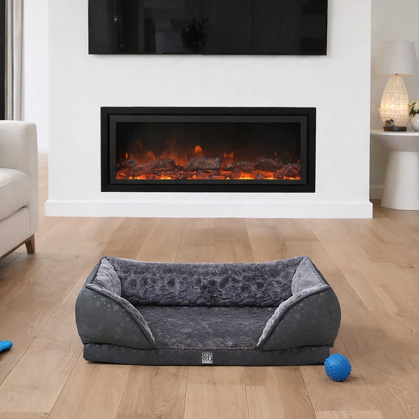 Orthopedic Couch Pet Bed with Egg Crate Bamboo and Memory Foam, Large - Charcoal