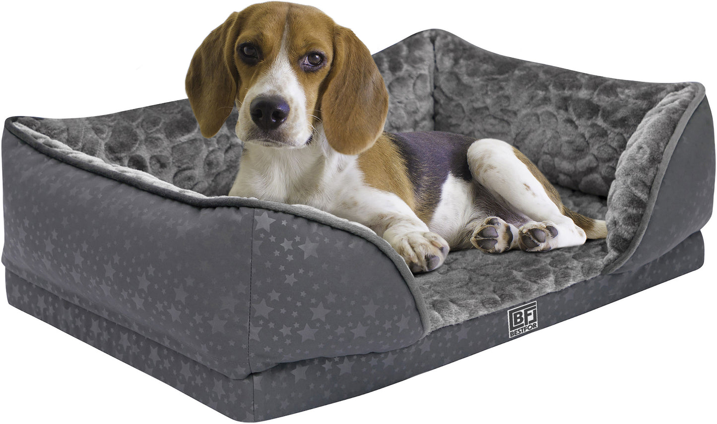 Orthopedic Couch Pet Bed with Egg Crate Bamboo and Memory Foam, Medium - Charcoal