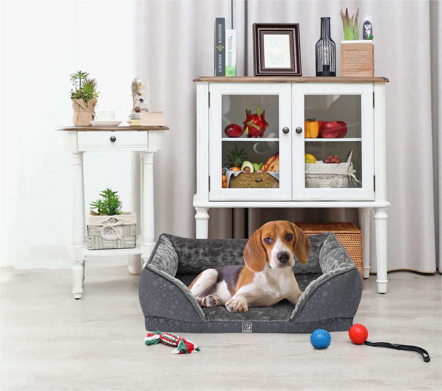 Orthopedic Couch Pet Bed with Egg Crate Bamboo and Memory Foam, Medium - Charcoal