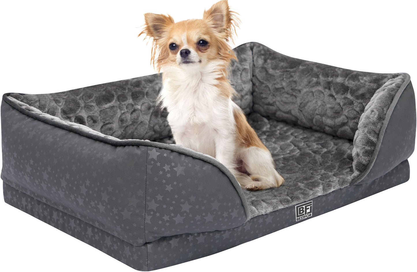 Orthopedic Couch Pet Bed with Egg Crate Bamboo and Memory Foam, Small - Charcoal