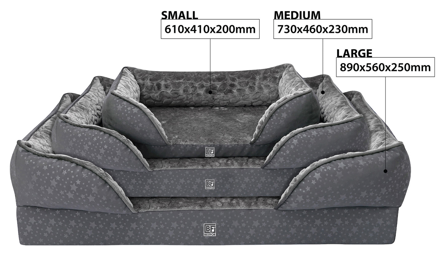 Orthopedic Couch Pet Bed with Egg Crate Bamboo and Memory Foam, Small - Charcoal