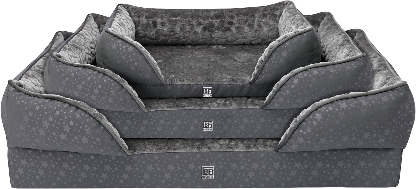 Orthopedic Couch Pet Bed with Egg Crate Bamboo and Memory Foam, Small - Charcoal