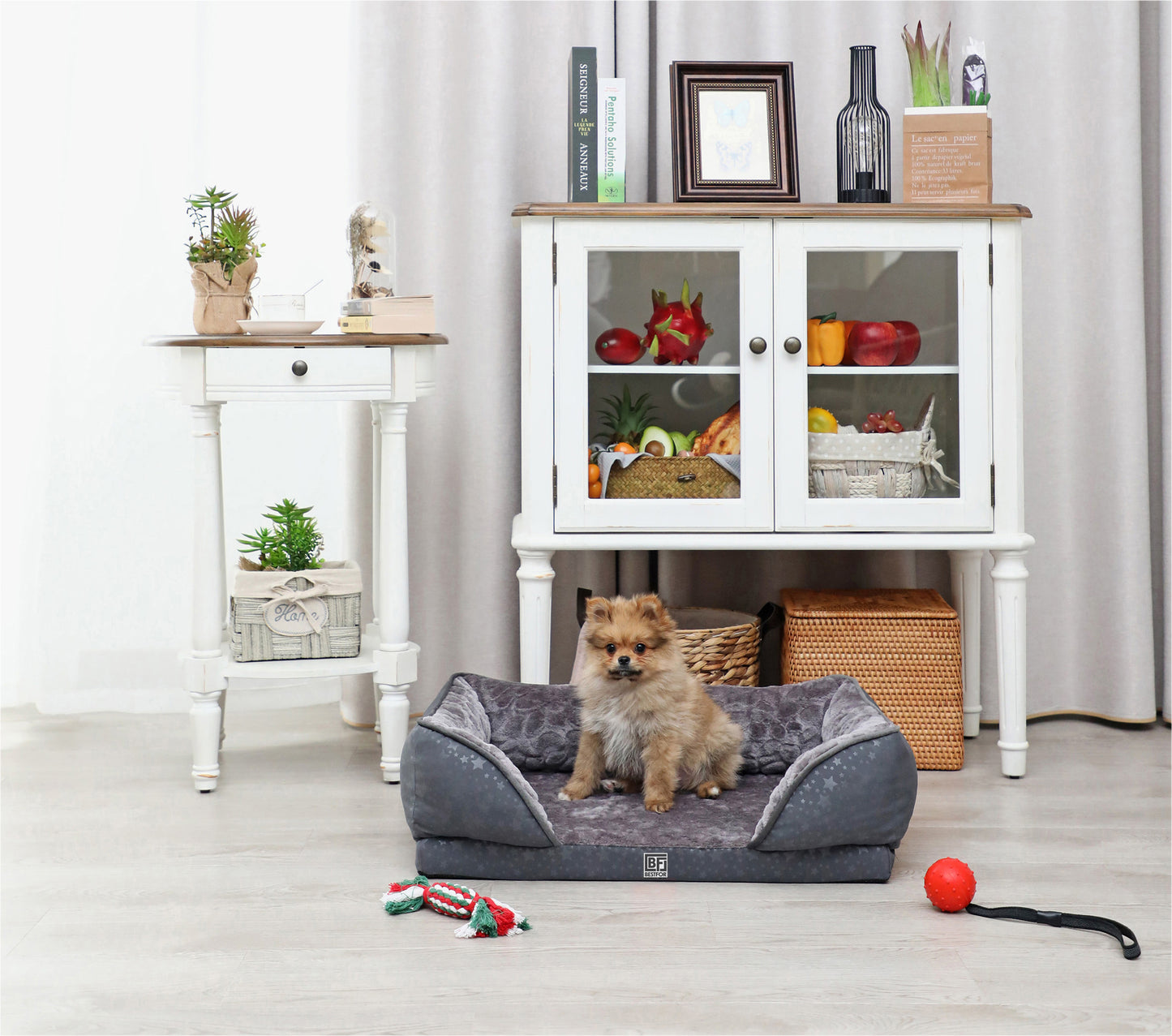 Orthopedic Couch Pet Bed with Egg Crate Bamboo and Memory Foam, Small - Charcoal