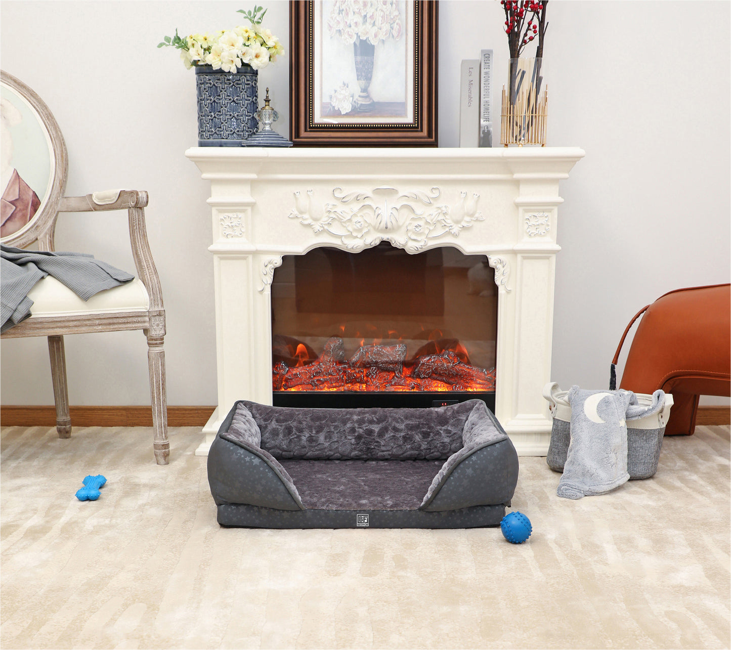 Orthopedic Couch Pet Bed with Egg Crate Bamboo and Memory Foam, Small - Charcoal