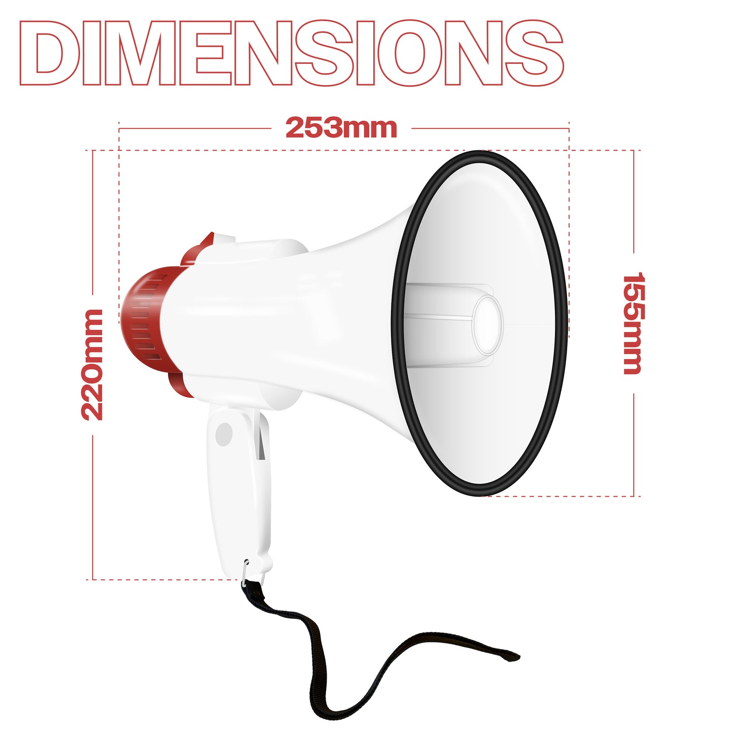 15W Handheld Megaphone with Foldable Hand Grip
