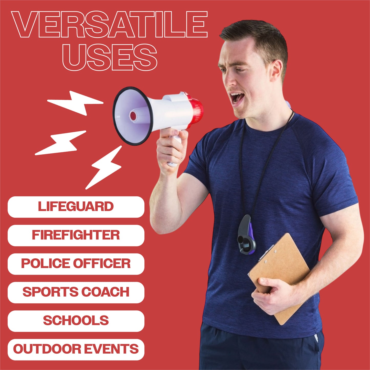 15W Handheld Megaphone with Foldable Hand Grip