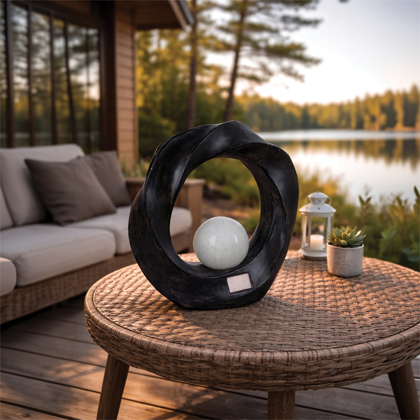 Luxform Lighting Crescent Solar Powered Polystone Garden Ornament