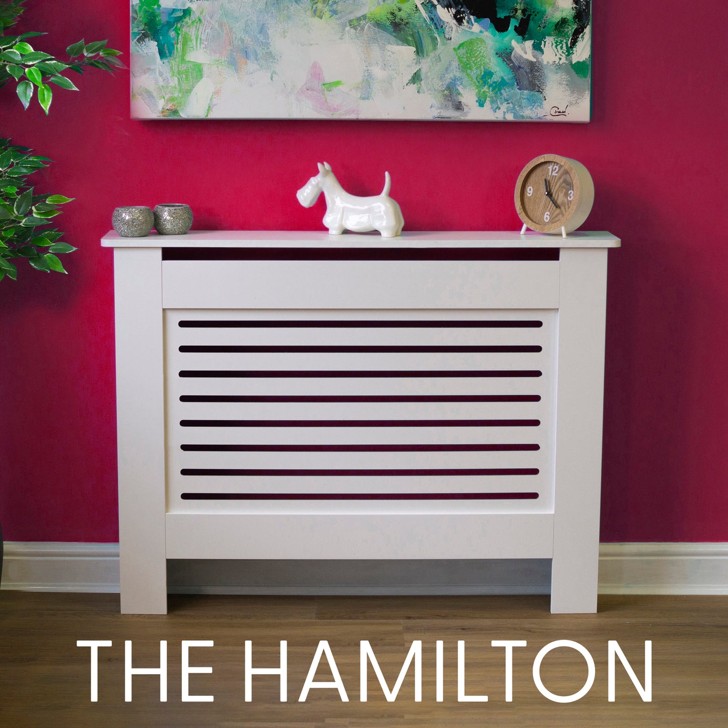 MDF Radiator Cover Horizontal Vents, Medium - White