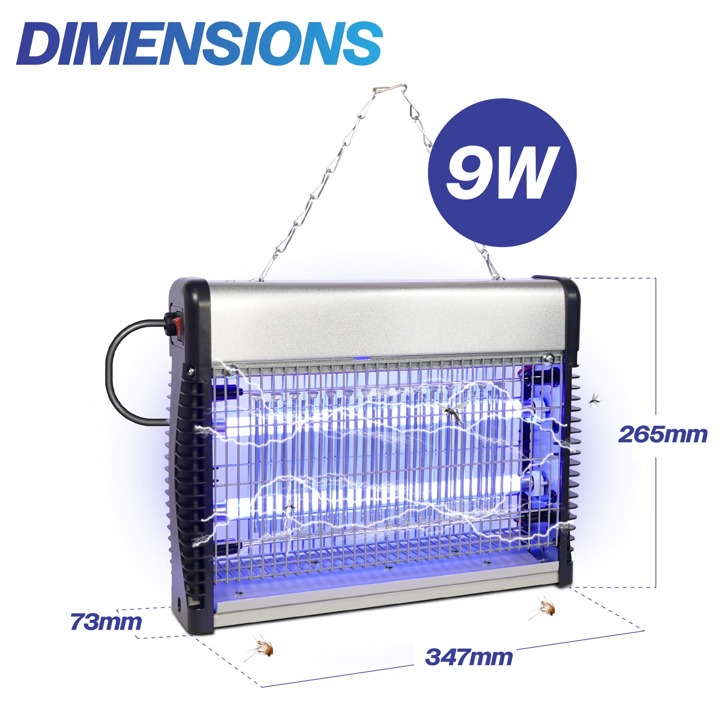 Prem-i-air Electronic Fly Insect Killer with 2 x 4.5W LED T5 Tubes With Hanging Chain for Areas Up To 50m2