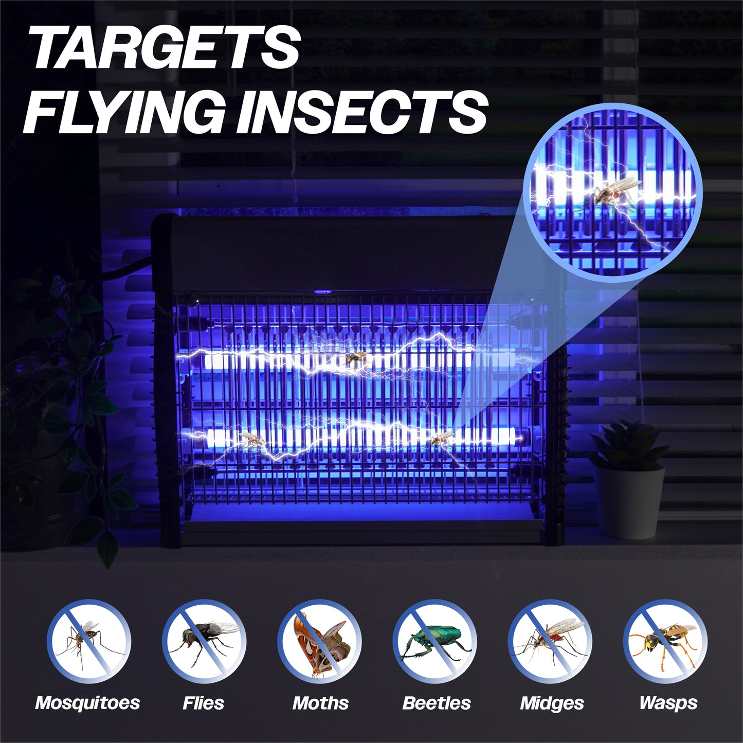Prem-i-air Electronic Fly Insect Killer with 2 x 4.5W LED T5 Tubes With Hanging Chain for Areas Up To 50m2