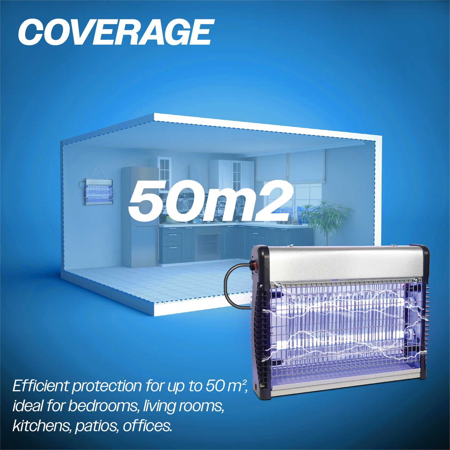 Prem-i-air Electronic Fly Insect Killer with 2 x 4.5W LED T5 Tubes With Hanging Chain for Areas Up To 50m2