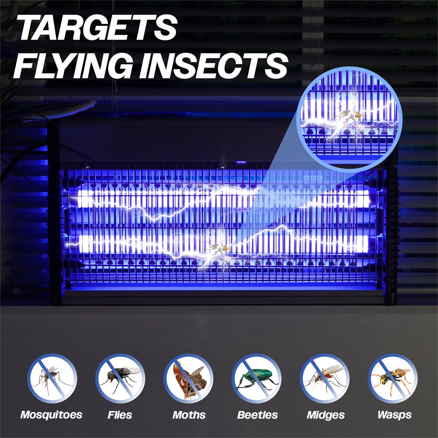 Prem-I-air Electronic Fly Insect Killer with 2 x 7W T8 LED Tubes and Hanging Chain for Areas Up To 100m2