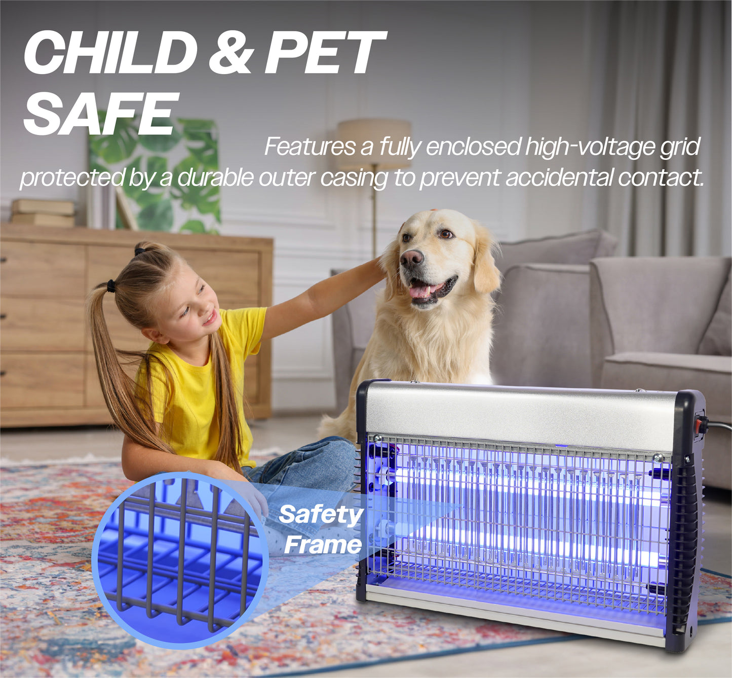 Prem-I-air Electronic Fly Insect Killer with 2 x 7W T8 LED Tubes and Hanging Chain for Areas Up To 100m2