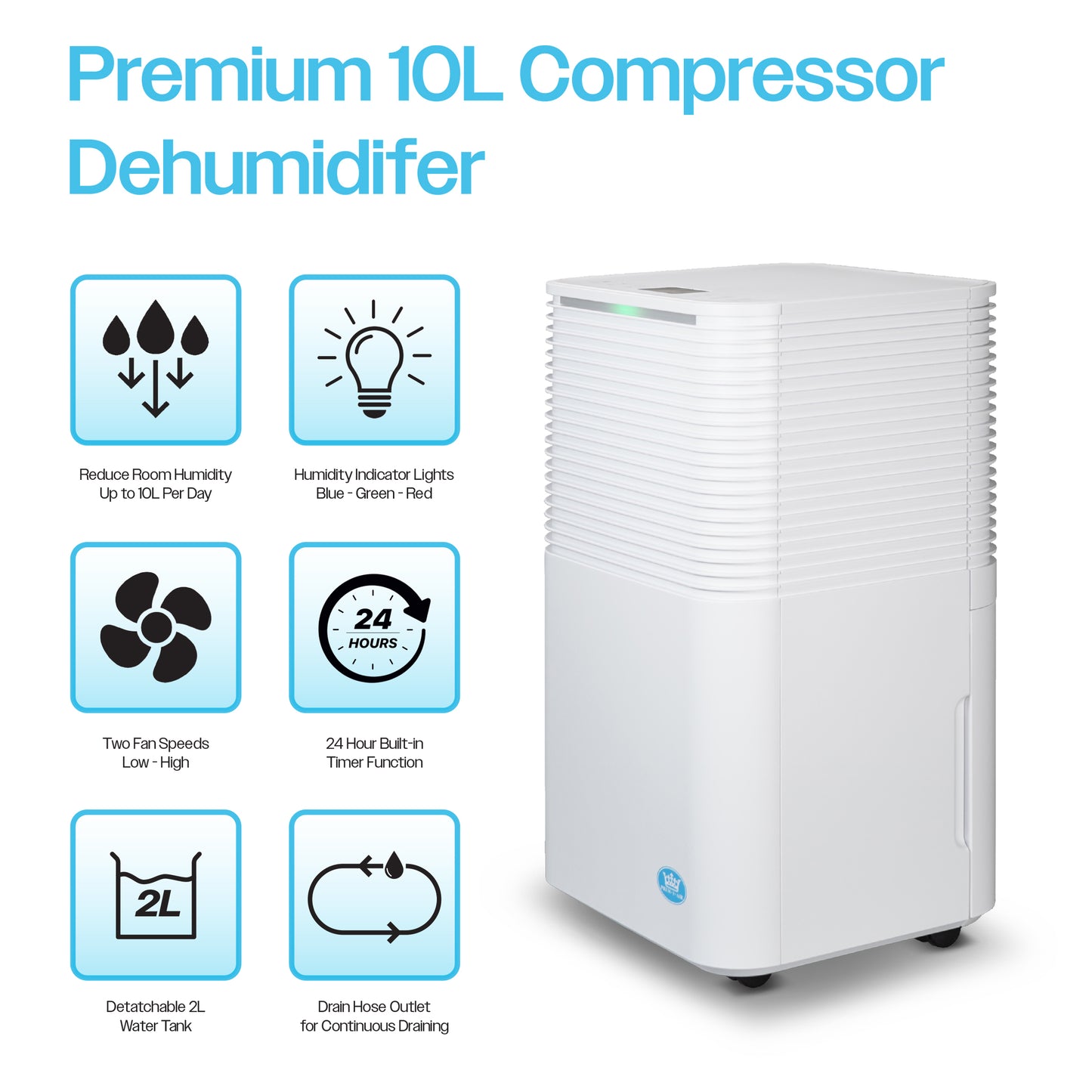 Prem-I-Air 10L Compressor Dehumidifier
