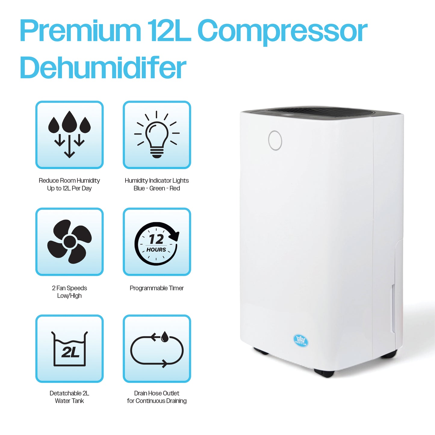 Prem-I-Air 12L Compressor Dehumidifier
