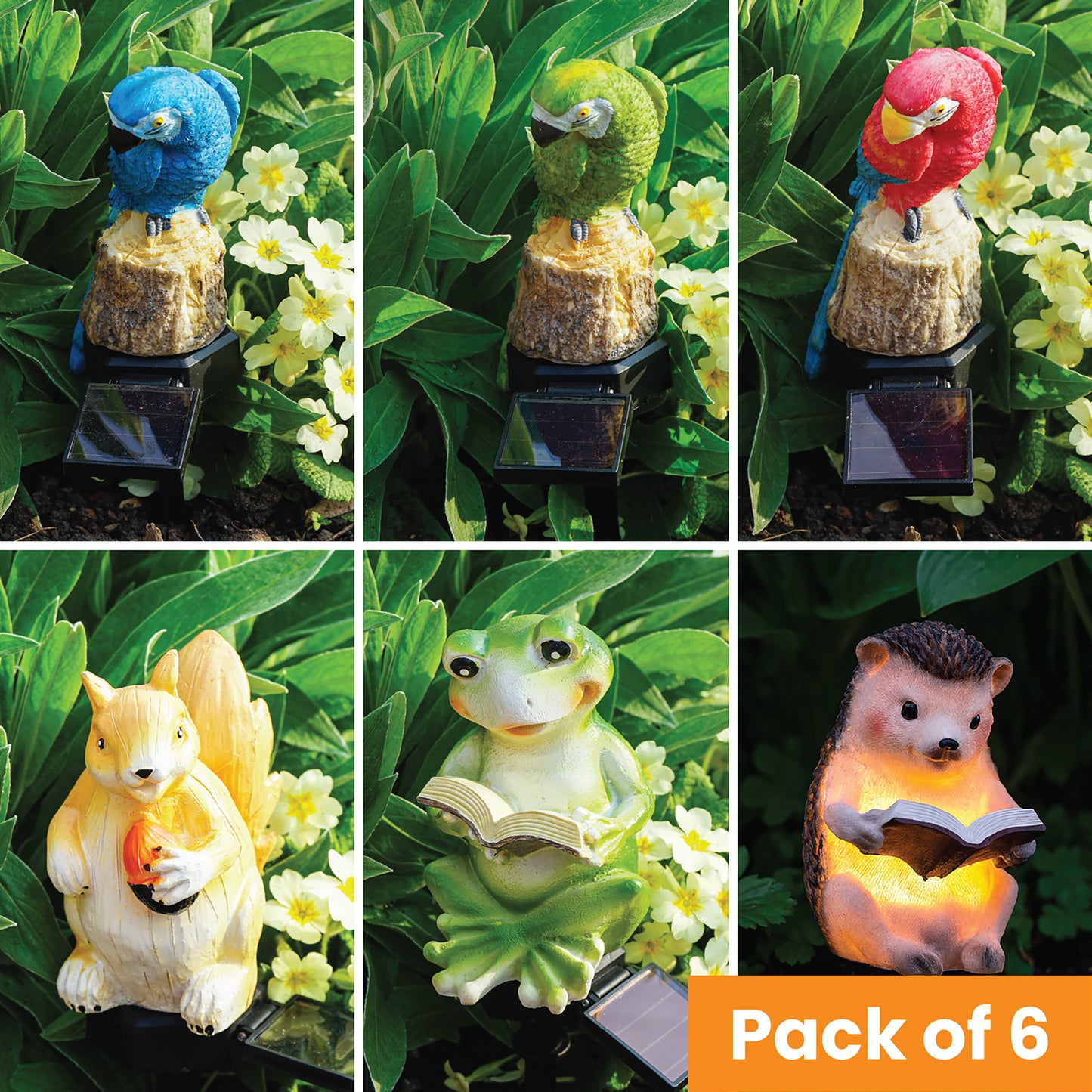 LED Solar Powered Animal Themed Garden Waterproof Lamp Lights (Set of 6)