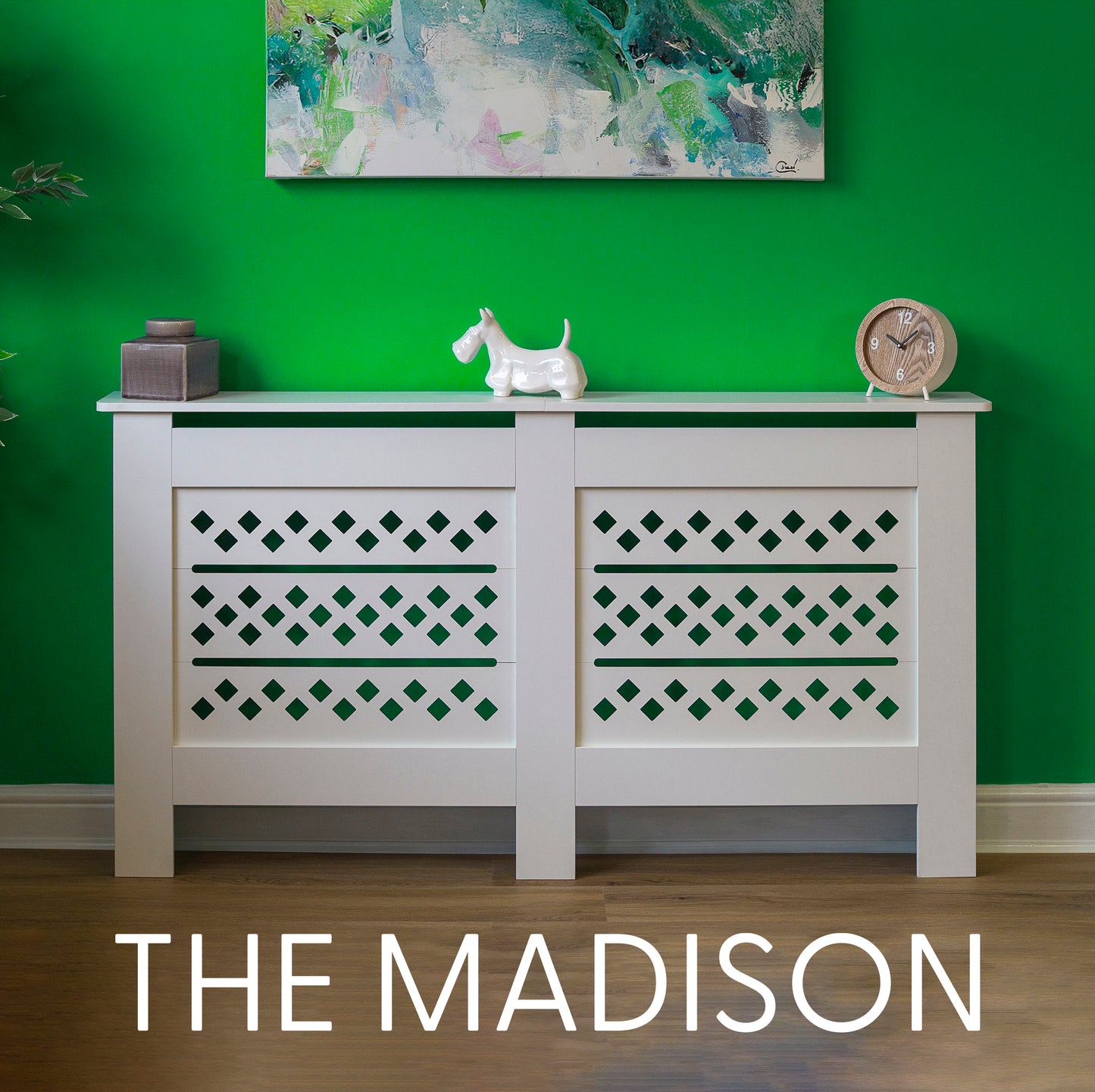 MDF Radiator Cover Rhombic Vents, Large - White