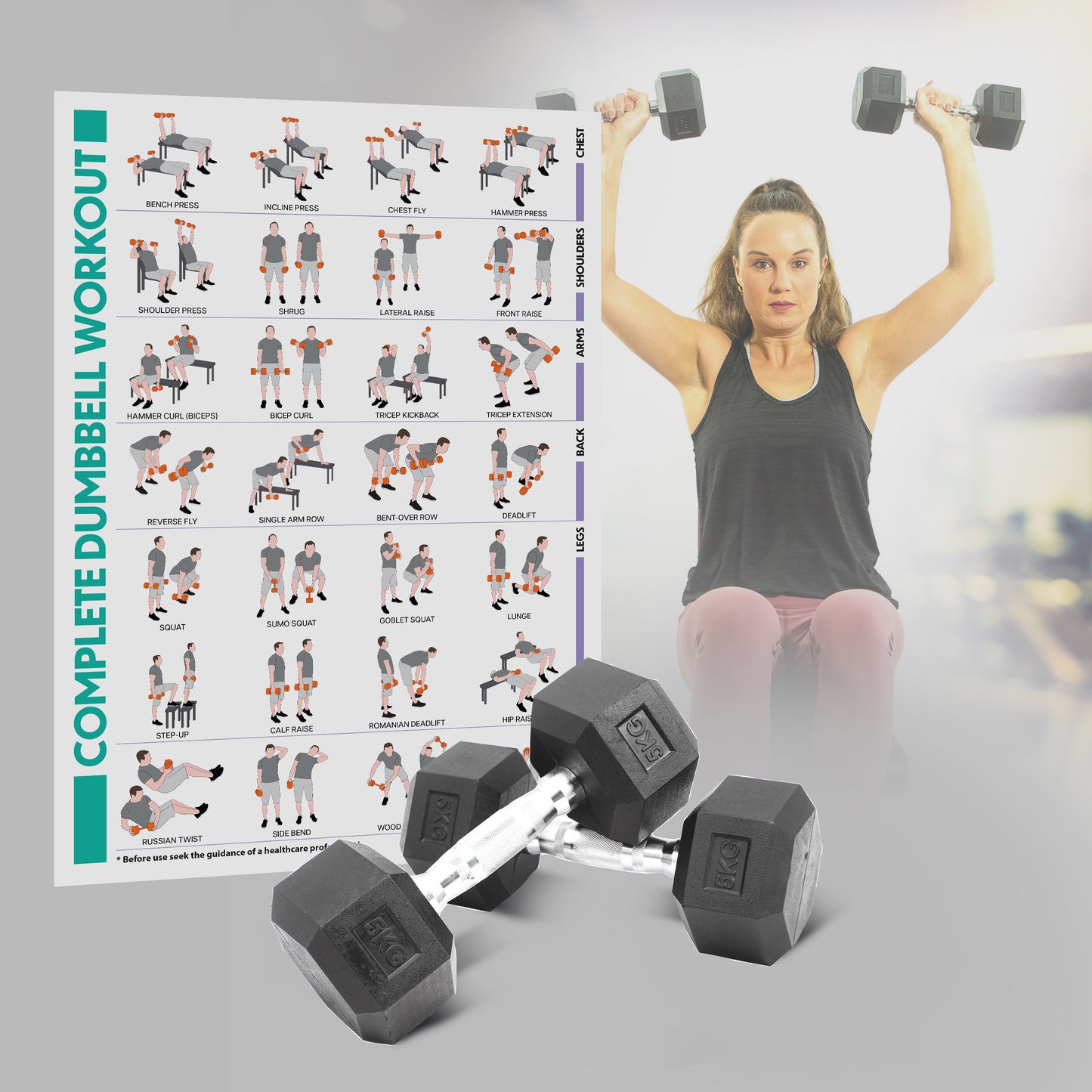 Hex Dumbbell Set - 5kgs