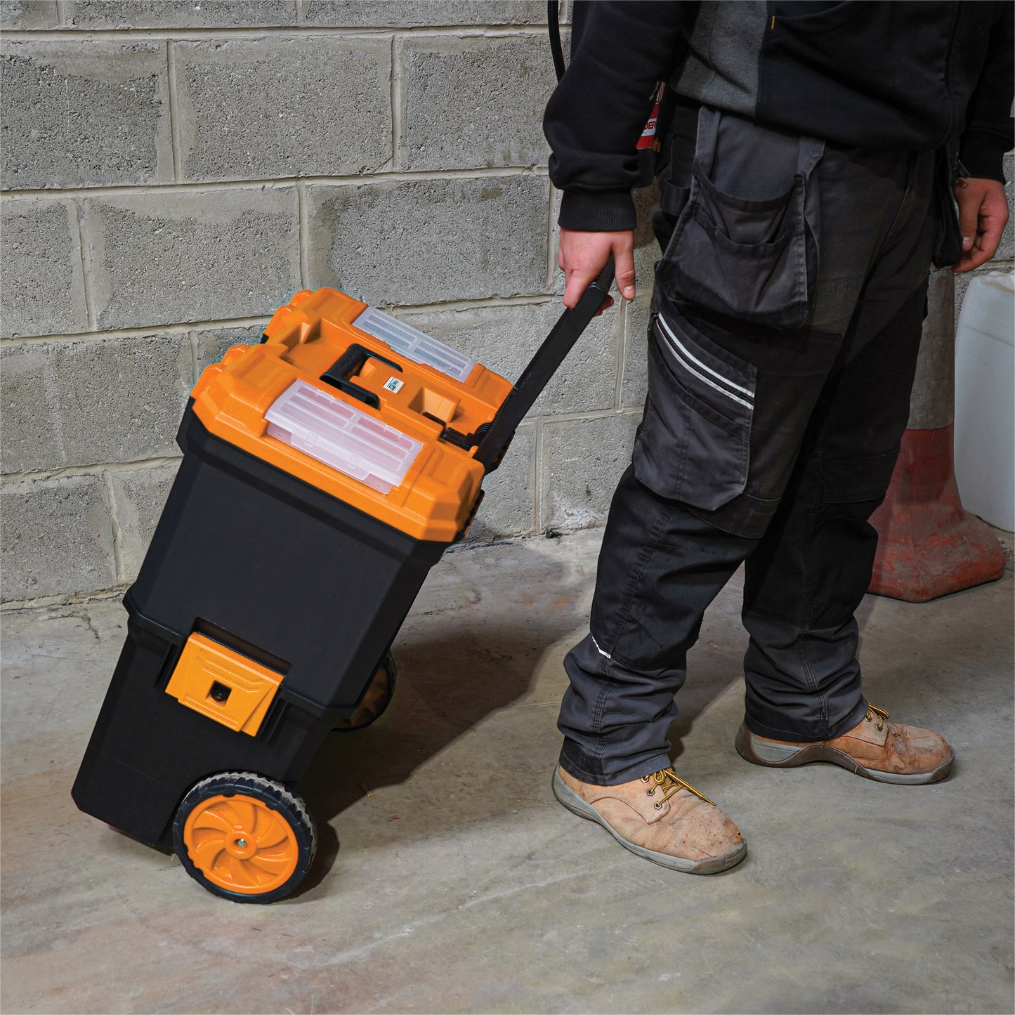 Tool Lab Mobile (Double-Decker) Tool Box With 12 Inch Plastic Toolbox Set