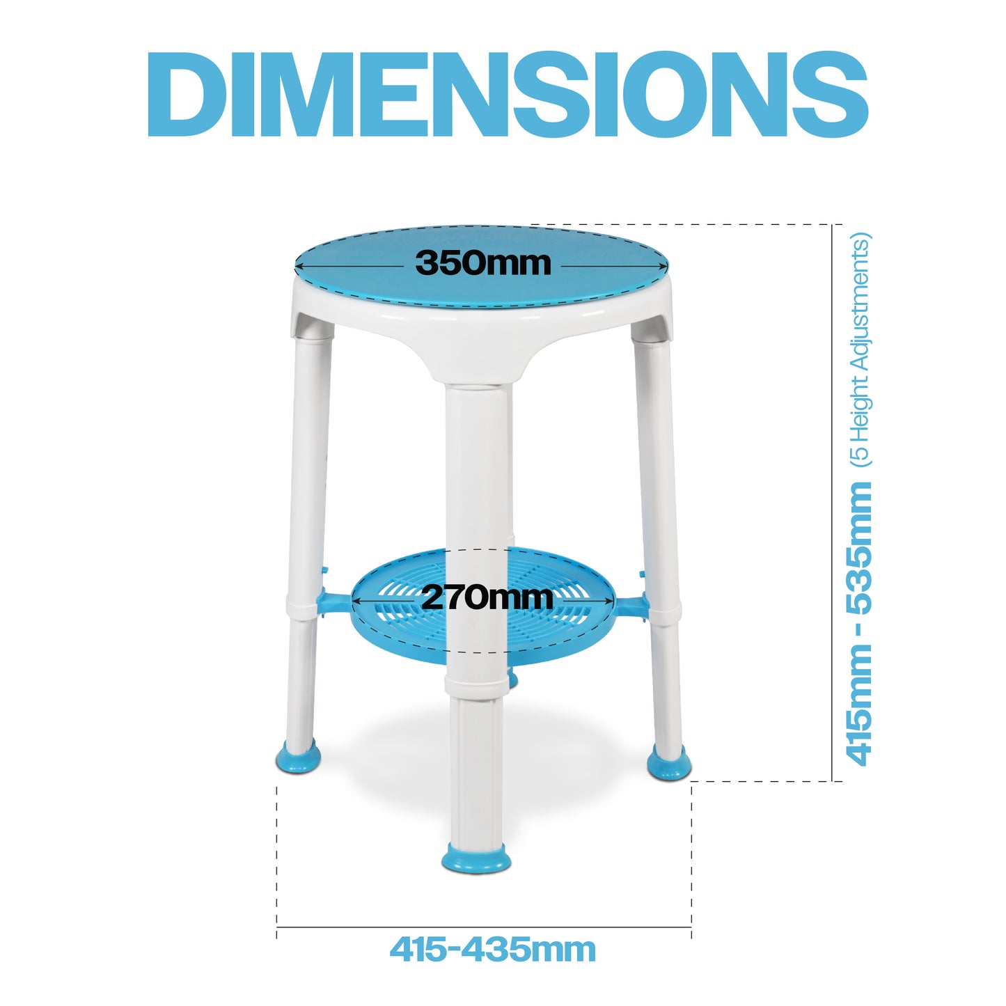 Lightweight Shower Stool with Rotating Seat and Removable Tray