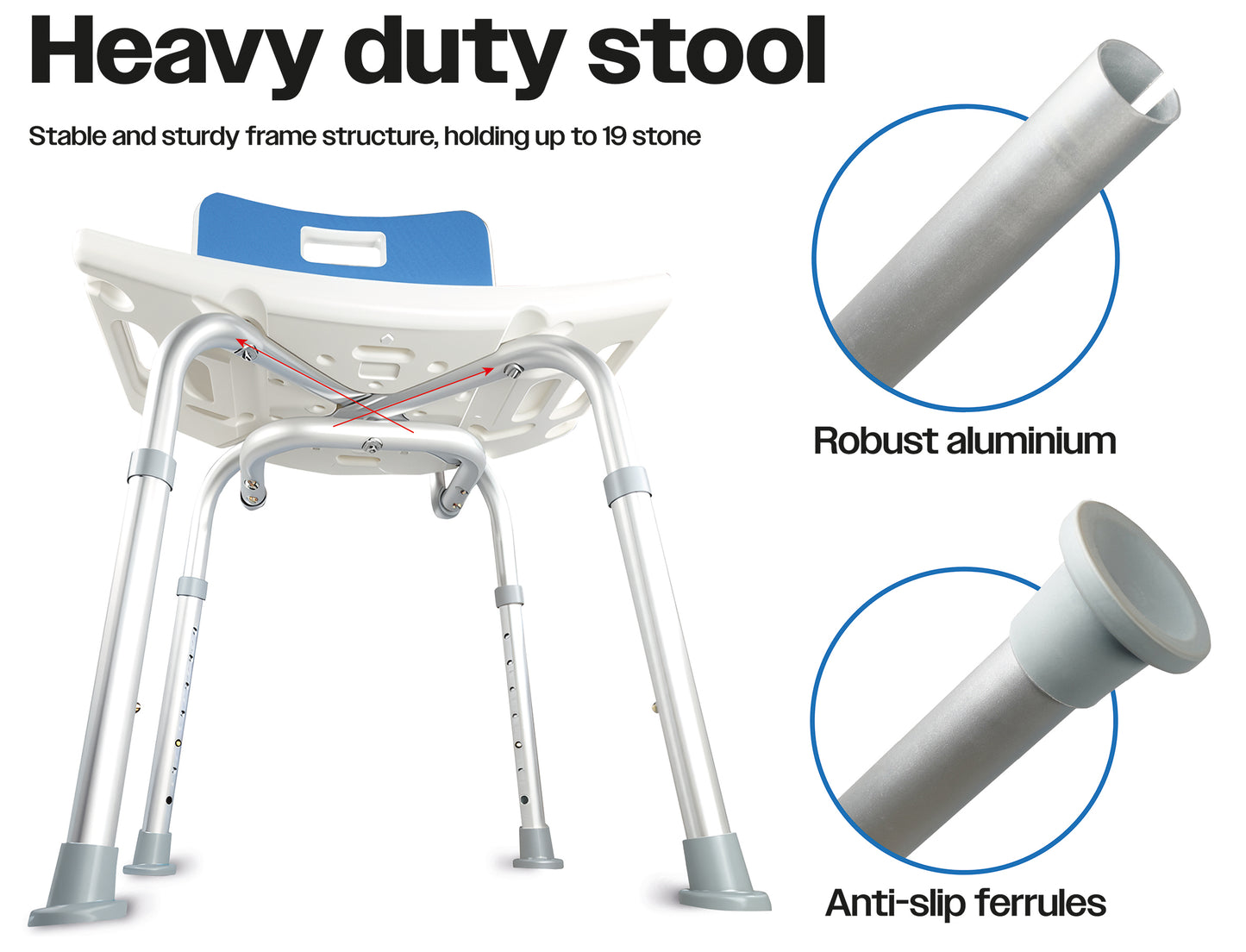 Shower Chair with Padded Seat and Backrest
