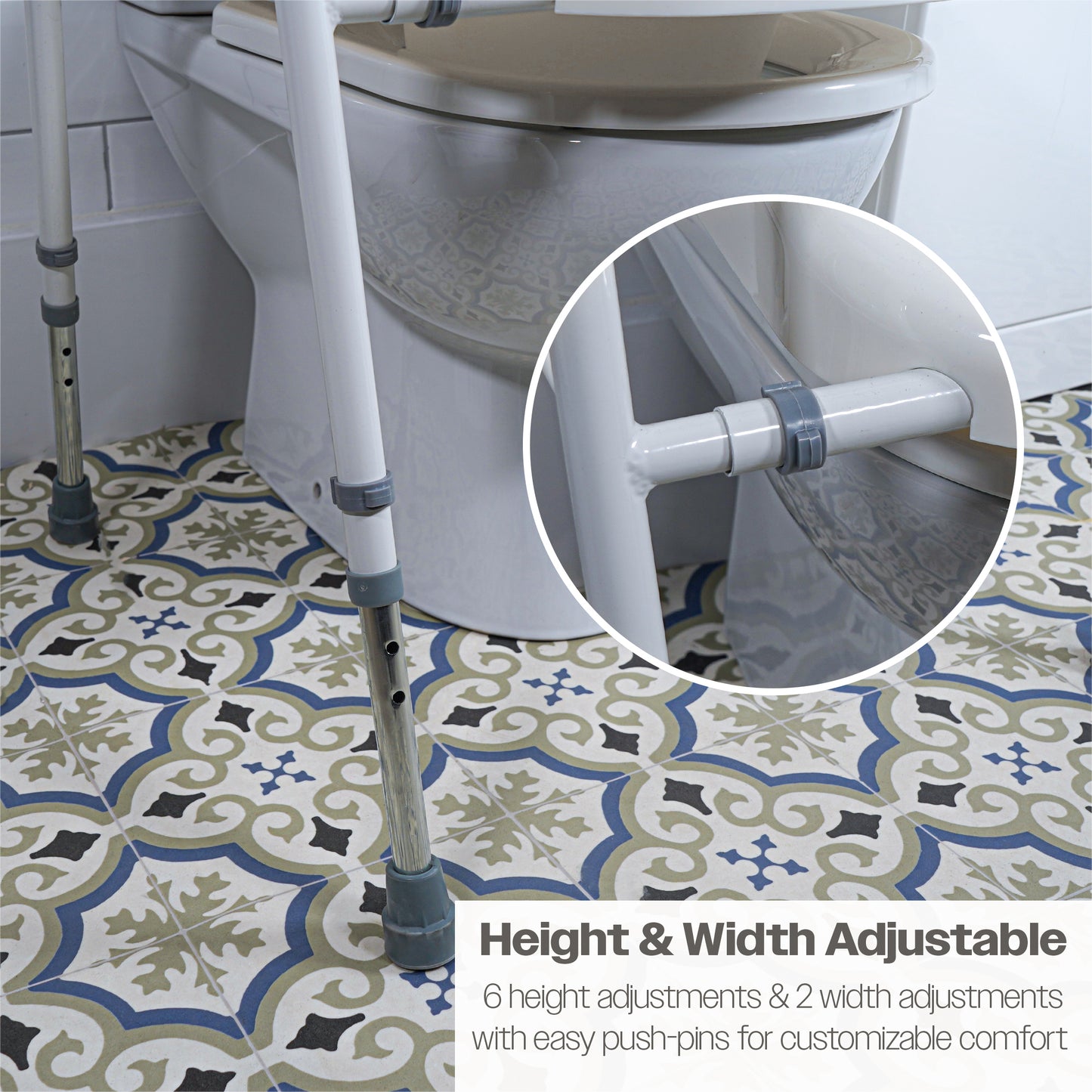 Solo President Width Adjustable Toilet Seat and Frame - Flat Packed