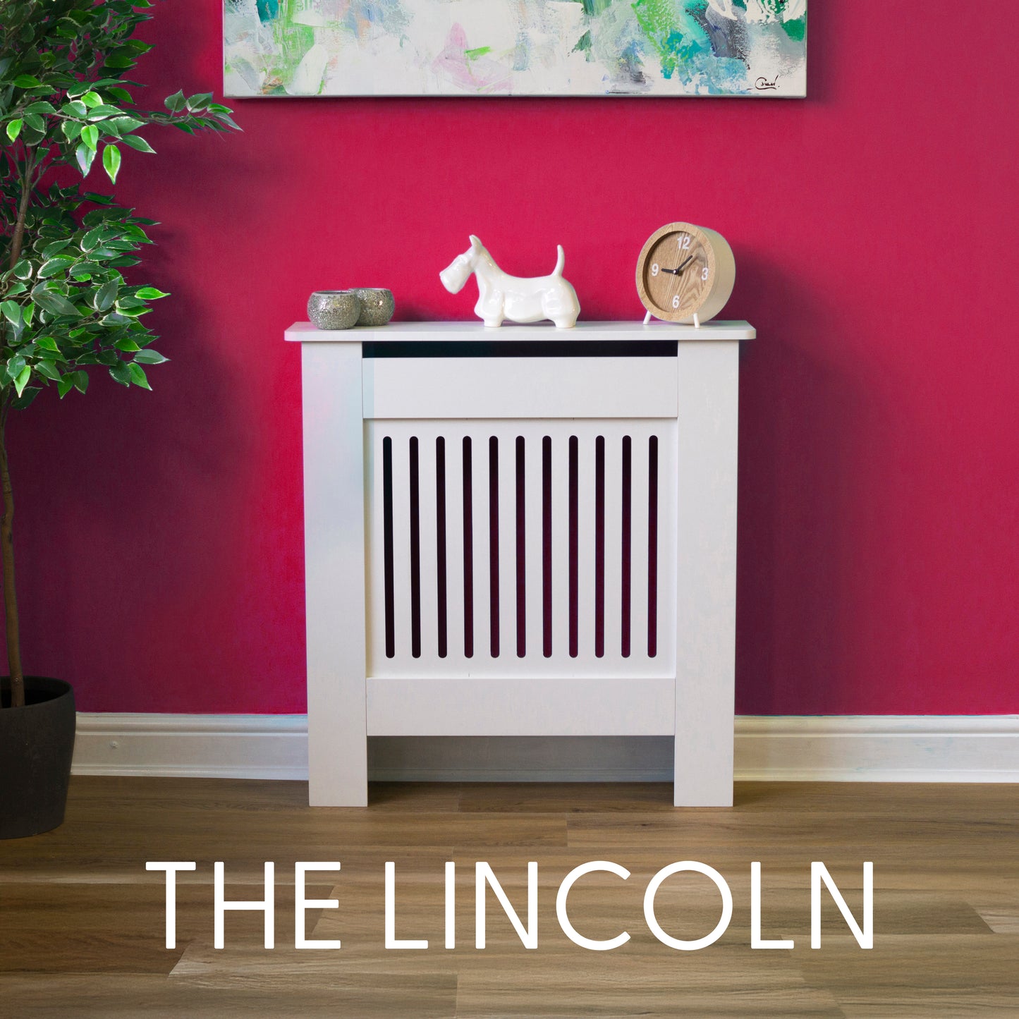 MDF Radiator Cover Vertical Vents, Small - White