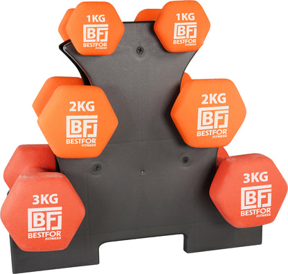 Neoprene Dumbbell 12kgs Kit - 2 x 1kg, 2 x 2kg, 2 x 3kg