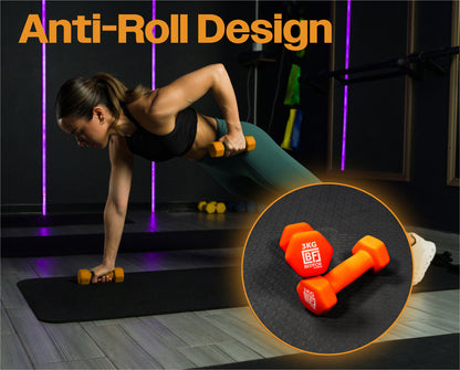Neoprene Dumbbell 18kgs Kit - 2 x 1kg, 2 x 3kg, 2 x 5kg