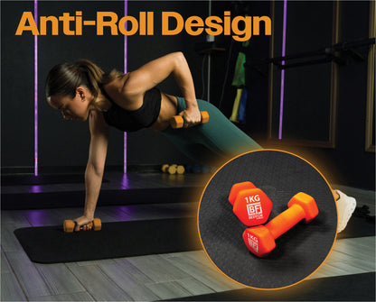 Neoprene Dumbbell 9kgs Kit - 2 x 1kg, 2 x 1.5kg, 2 x 2kg