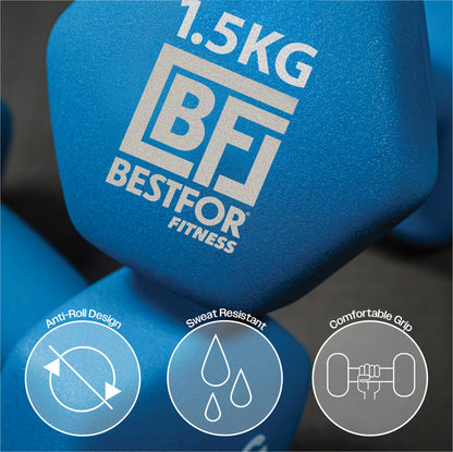 Neoprene Dumbbell 9kgs Kit - 2 x 1kg, 2 x 1.5kg, 2 x 2kg