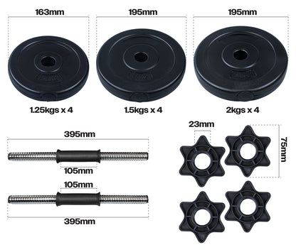 20kg Adjustable Dumbbells Weight Lifting Training Set