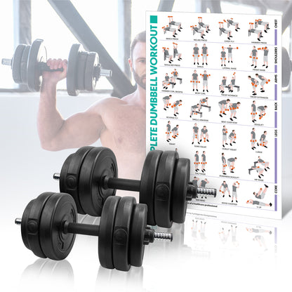 20kg Adjustable Dumbbells Weight Lifting Training Set