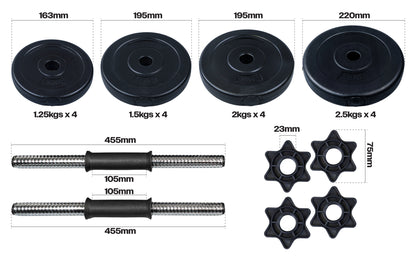 30kg Adjustable Dumbbells Weight Lifting Training Set