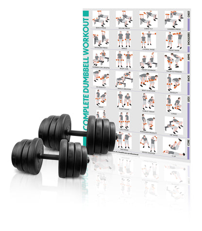 30kg Adjustable Dumbbells Weight Lifting Training Set