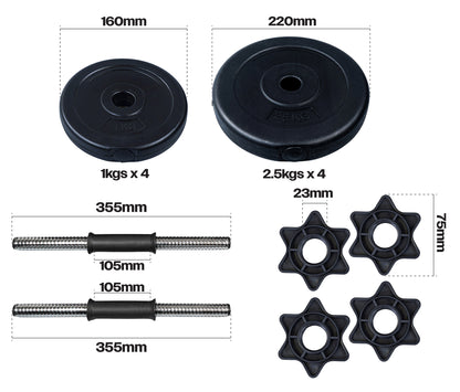 15kg Adjustable Dumbbells Weight Lifting Training Set